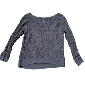 American Eagle Outfitters Lace Shirt  Women's Medium Charcoal Grey Y2K Preppy
